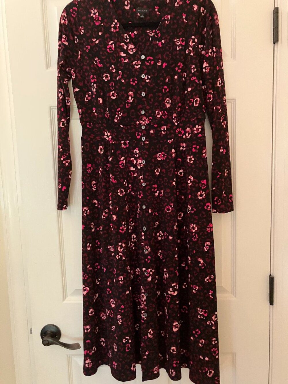 Talbots Dress, Size S, Black w/Pink Flowers